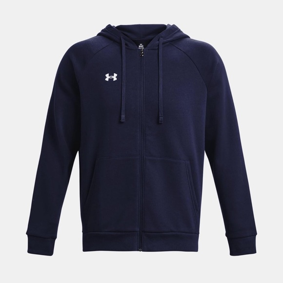 NWT Men’s Under Armour Midnight Navy Rival Fleece Full Zip Hoodie Size Large - Picture 1 of 10